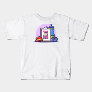 Dumbbell, Apple, And Bottle Cartoon Vector Icon Illustration Kids T-Shirt